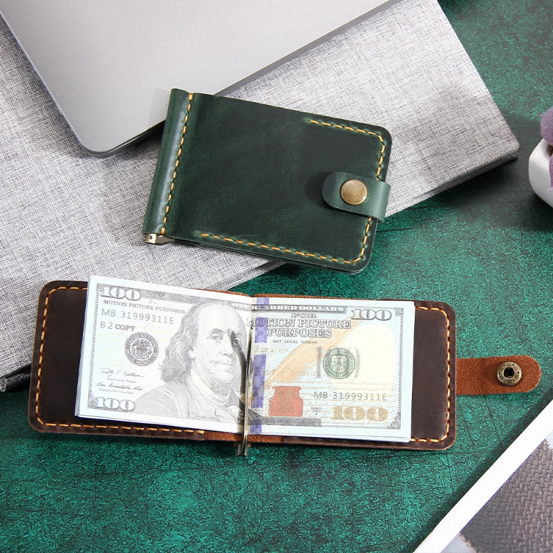 Money Clip Slim - Crazy Horse Leather Money Clip Wallet