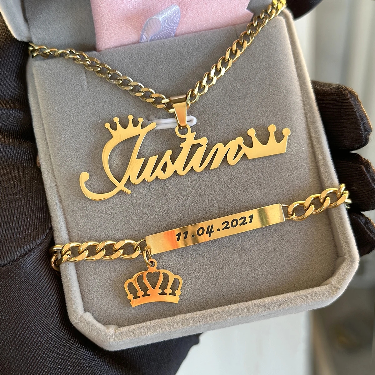 Customized Name Necklace Brace - Men'S Accessories Jewelry Bracelet avis et prix